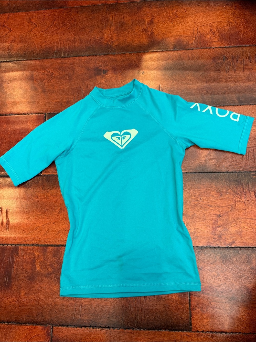 Roxy Girls' Teal Blue Short-Sleeve Rashguard